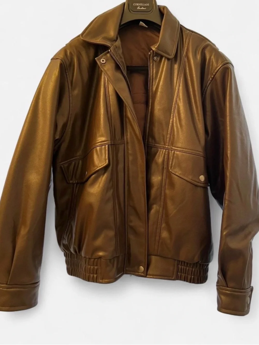 H&M Women's Dark Brown Faux Leather Bomber Jacket - Picture 2 of 6